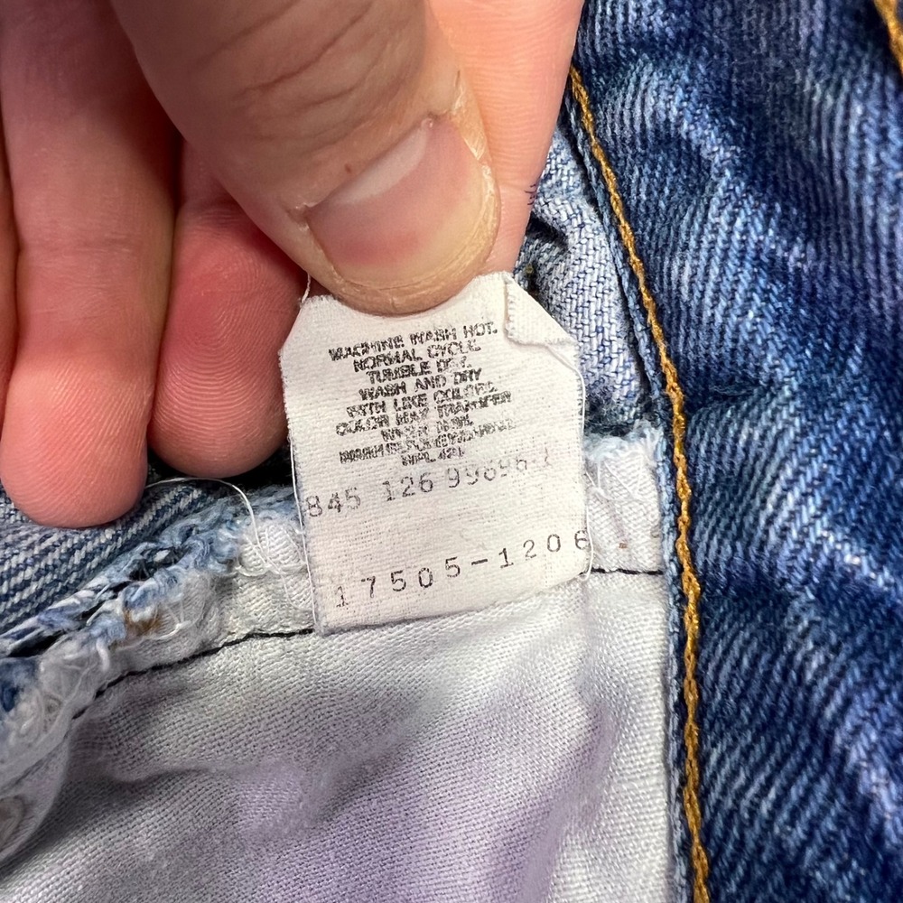 VTG 90s Levis 505 Jeans Womens 15 Blue High Rise Painted Tapered USA Made Grunge - Picture 4 of 16
